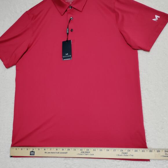 Maelreg Performance Golf Polo Men's MEDIUM Red Wicking UPF30+ Stretch NEW - Picture 8 of 12